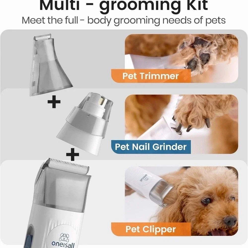 Oneisall Dog Grooming Vacuum, Pet Grooming Vacuum with Clipper Nail Grinder, 1.5